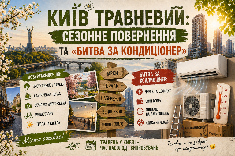 КИЇВ ТРАВНЕВИЙ: СЕЗОННЕ ПОВЕРНЕННЯ ТА «БИТВА ЗА КОНДИЦІОНЕР»