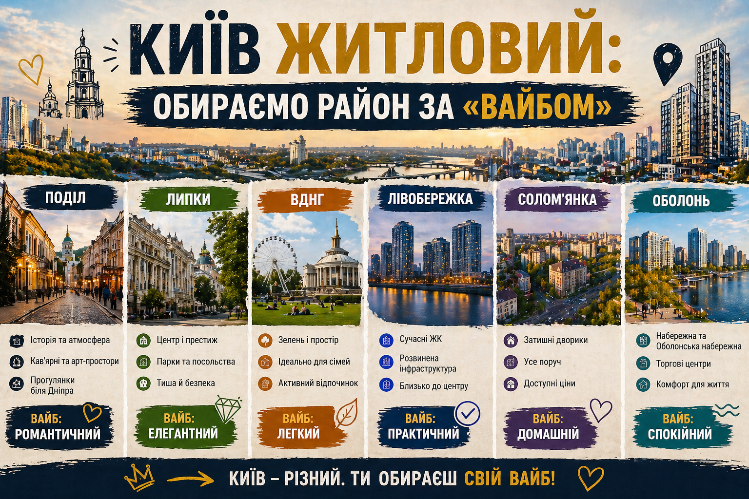 КИЇВ ЖИТЛОВИЙ: ОБИРАЄМО РАЙОН ЗА «ВАЙБОМ»