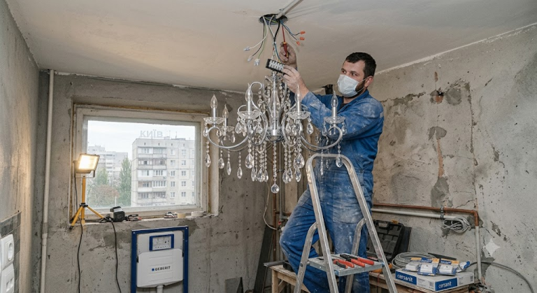 Установка люстри у Києві: основні етапи, типи кріплень та поради з безпеки Установка люстри у Києві: основні етапи, типи кріплень та поради з безпеки